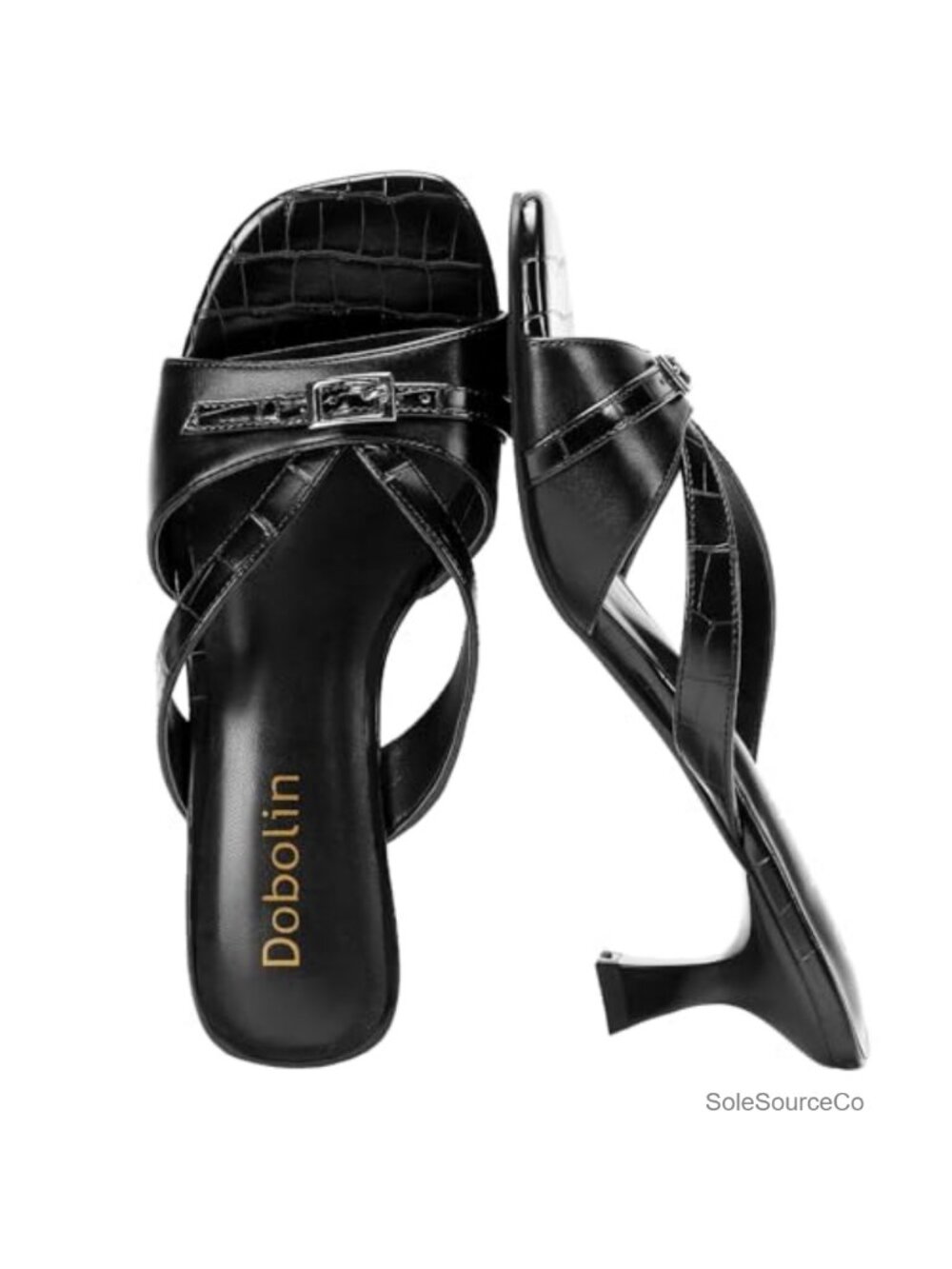Kitten Heel Sandals 2.2-Inch Heel Dress Shoes Slip-On Mule Open Toe